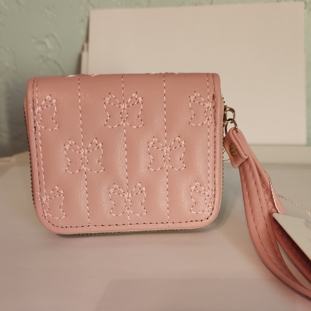 Blush Pink Quilted Wristlet Clutch with Tassel
